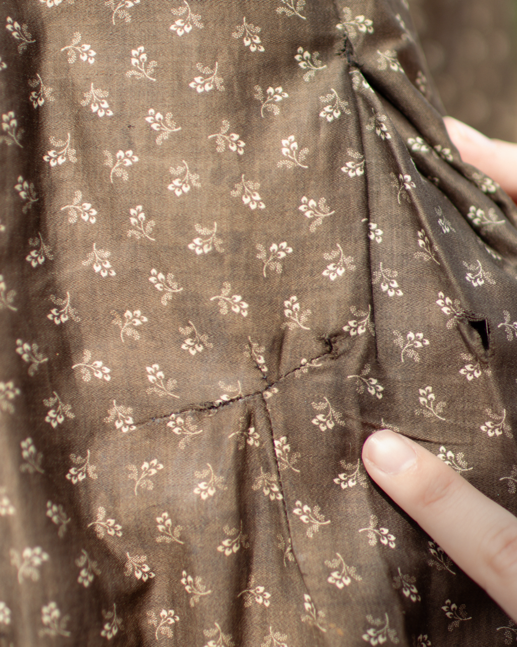 c. 1880s Brown Calico Dress
