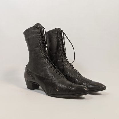 1910s-20s Black Boots | Approx Sz 8-8.5