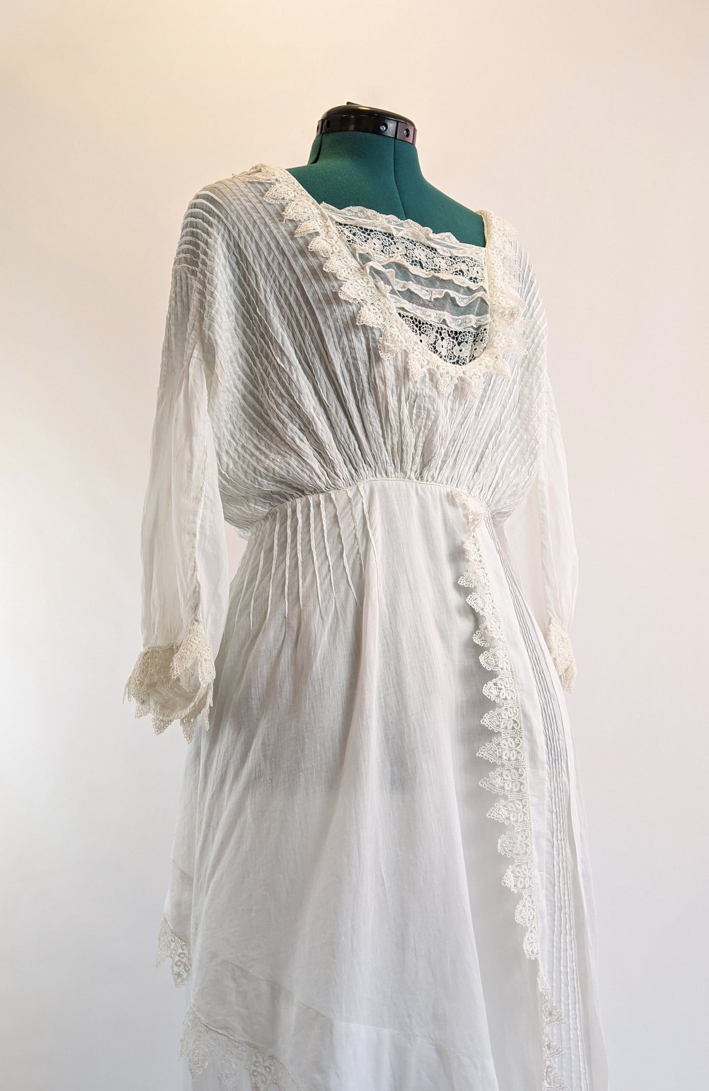 Edwardian White Cotton Lace Gown