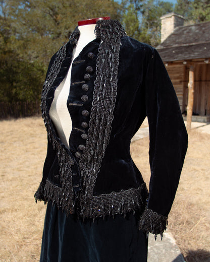 c. 1880s Beaded Black Velvet Bodice