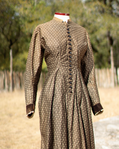 c. 1880s Brown Calico Dress