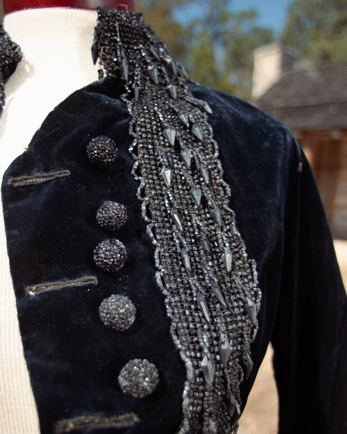 c. 1880s Beaded Black Velvet Bodice