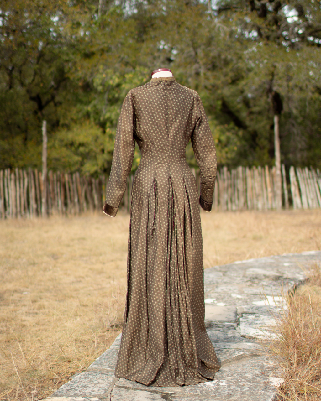c. 1880s Brown Calico Dress