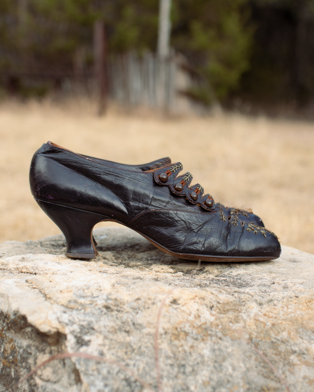 c. 1900s Beaded Leather Pumps