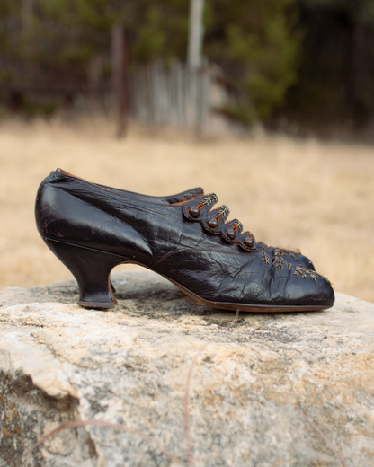 c. 1900s Beaded Leather Pumps