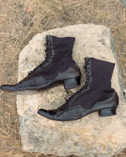 c. 1890s Black Pointed Toe Boots