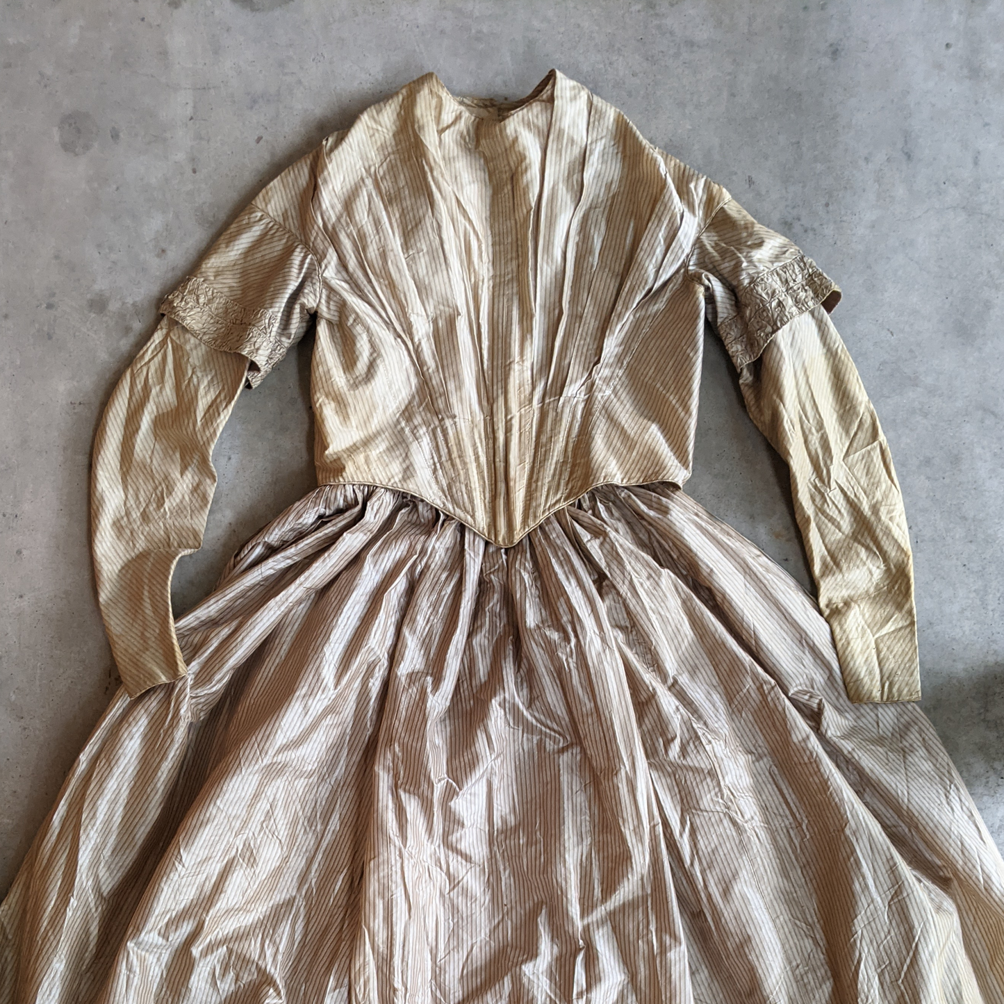 1840s Champagne Silk Gown