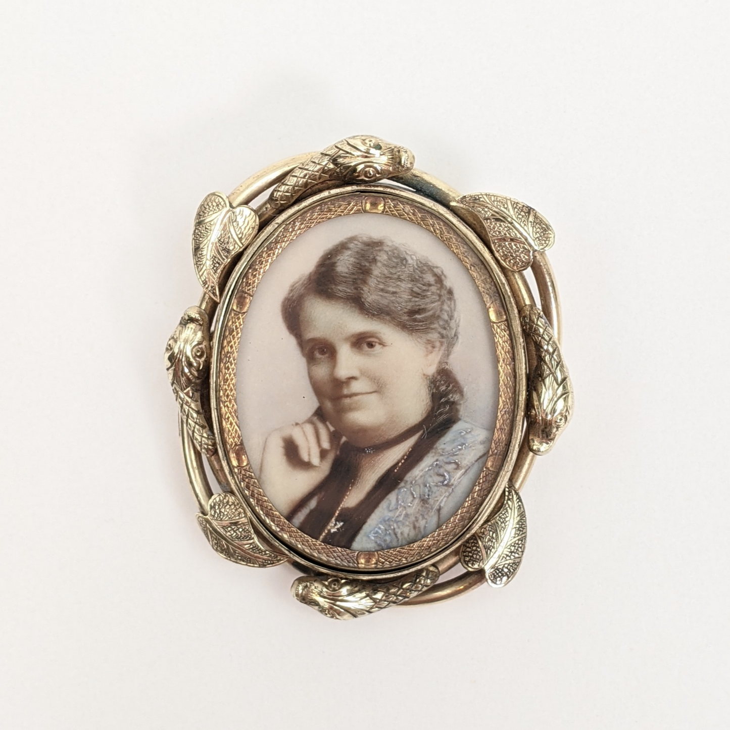 Late Victorian Snake Brooch | Hand Painted Photo
