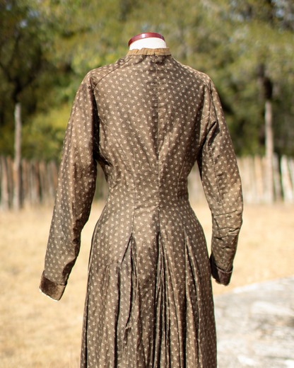 c. 1880s Brown Calico Dress