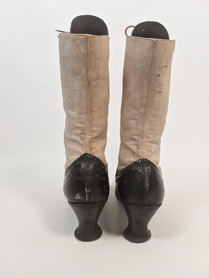 1910s Black and White Boots | Approx Sz 7.5