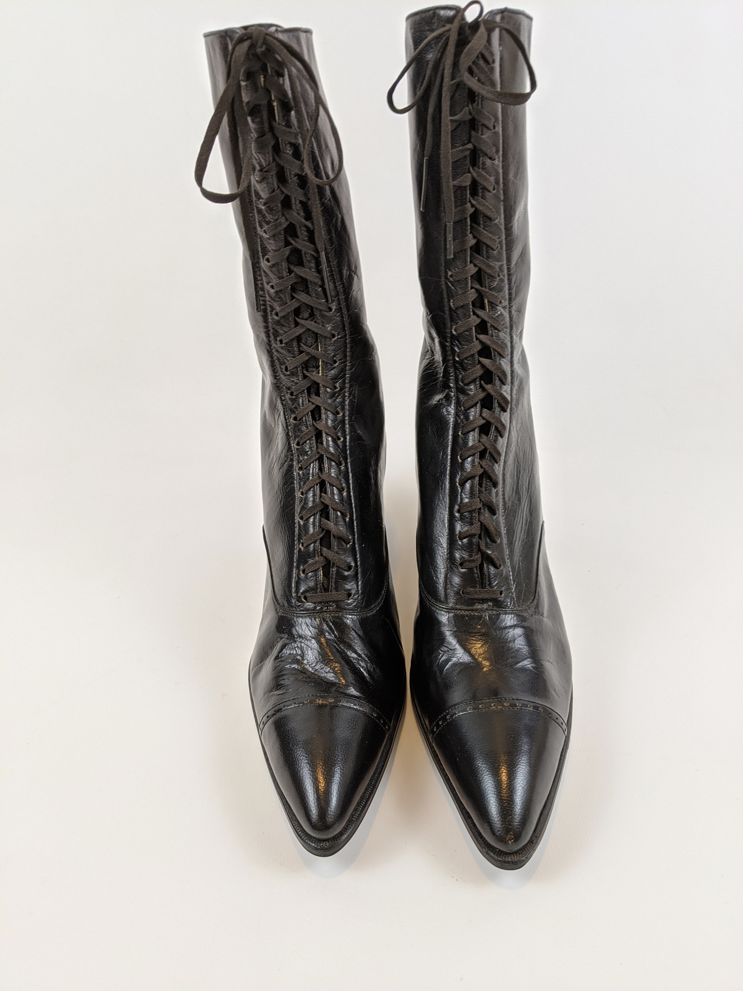 1920s Black Lace Up Louis Heel Boots | Approx Sz 6.5-7