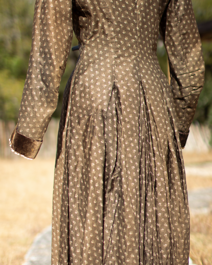 c. 1880s Brown Calico Dress