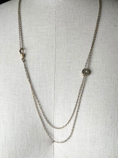 c. 1890s-1900s Gold Filled Celestial Slide Long Guard Chain