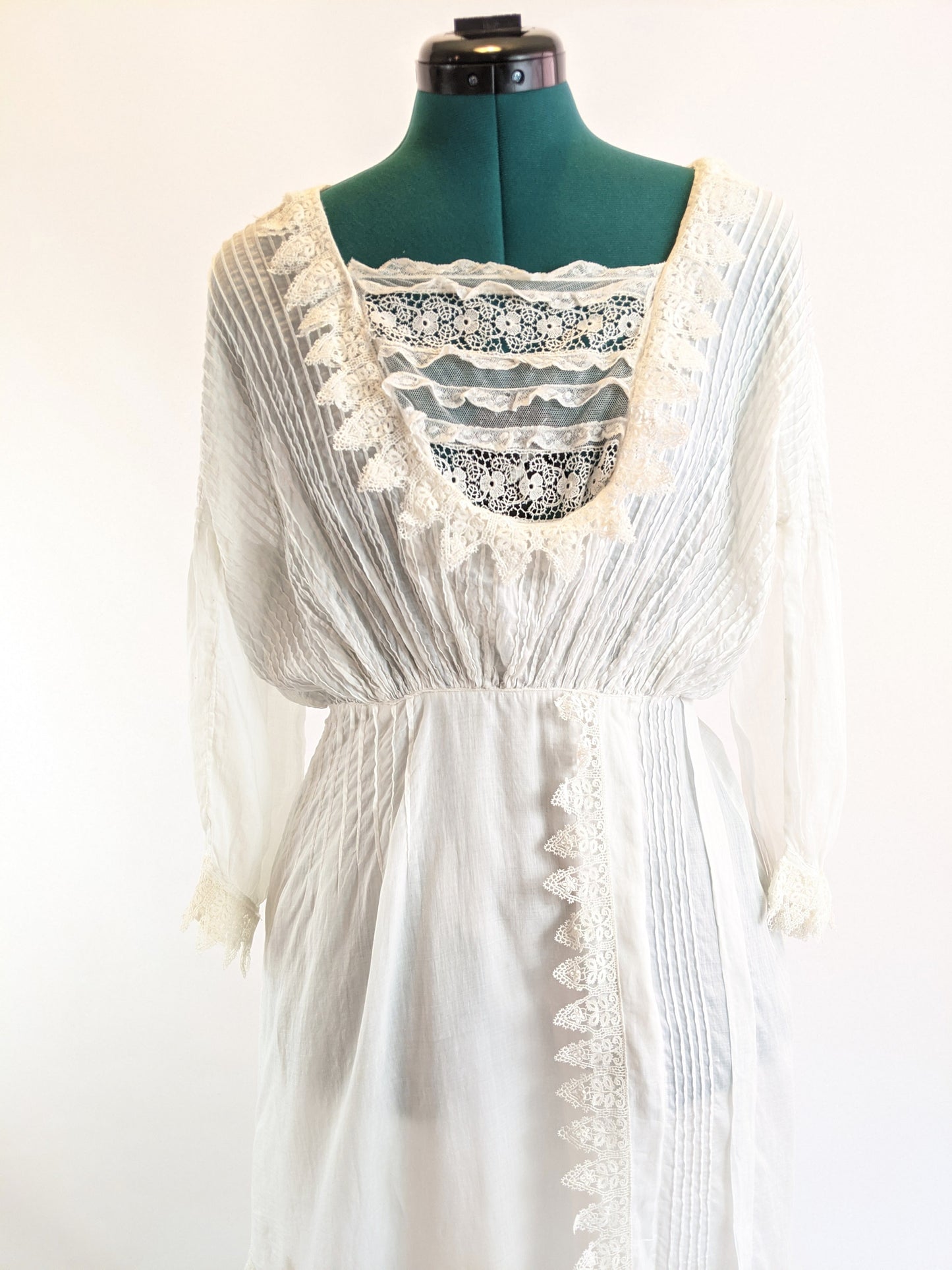 Edwardian White Cotton Lace Gown