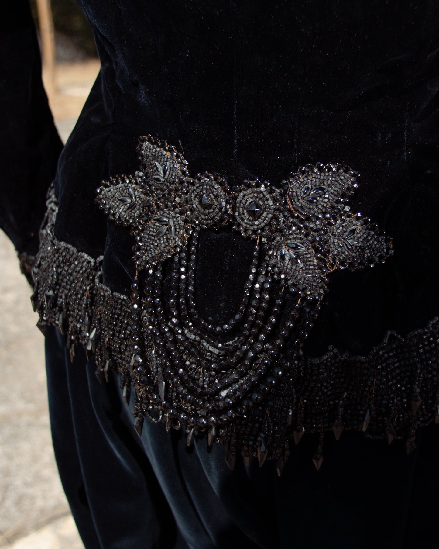 c. 1880s Beaded Black Velvet Bodice