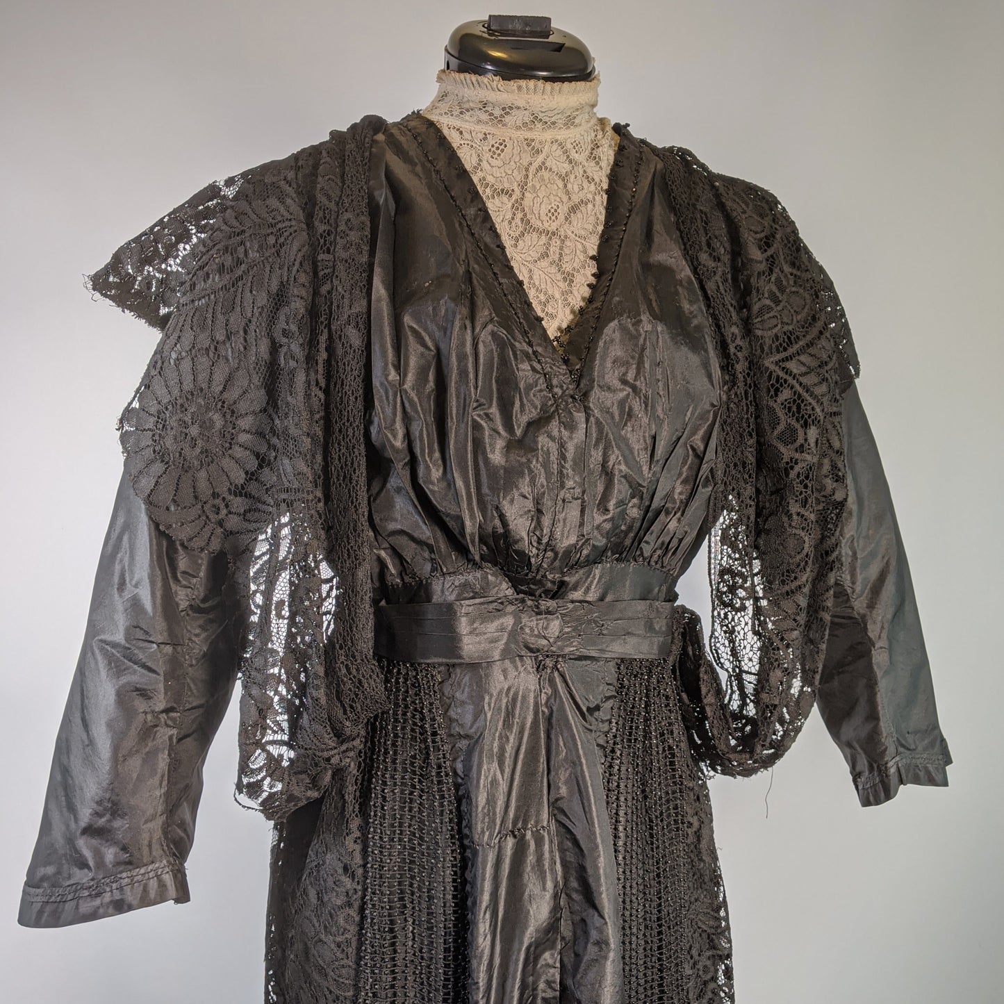 1910s Black Taffeta Gown | 28" waist