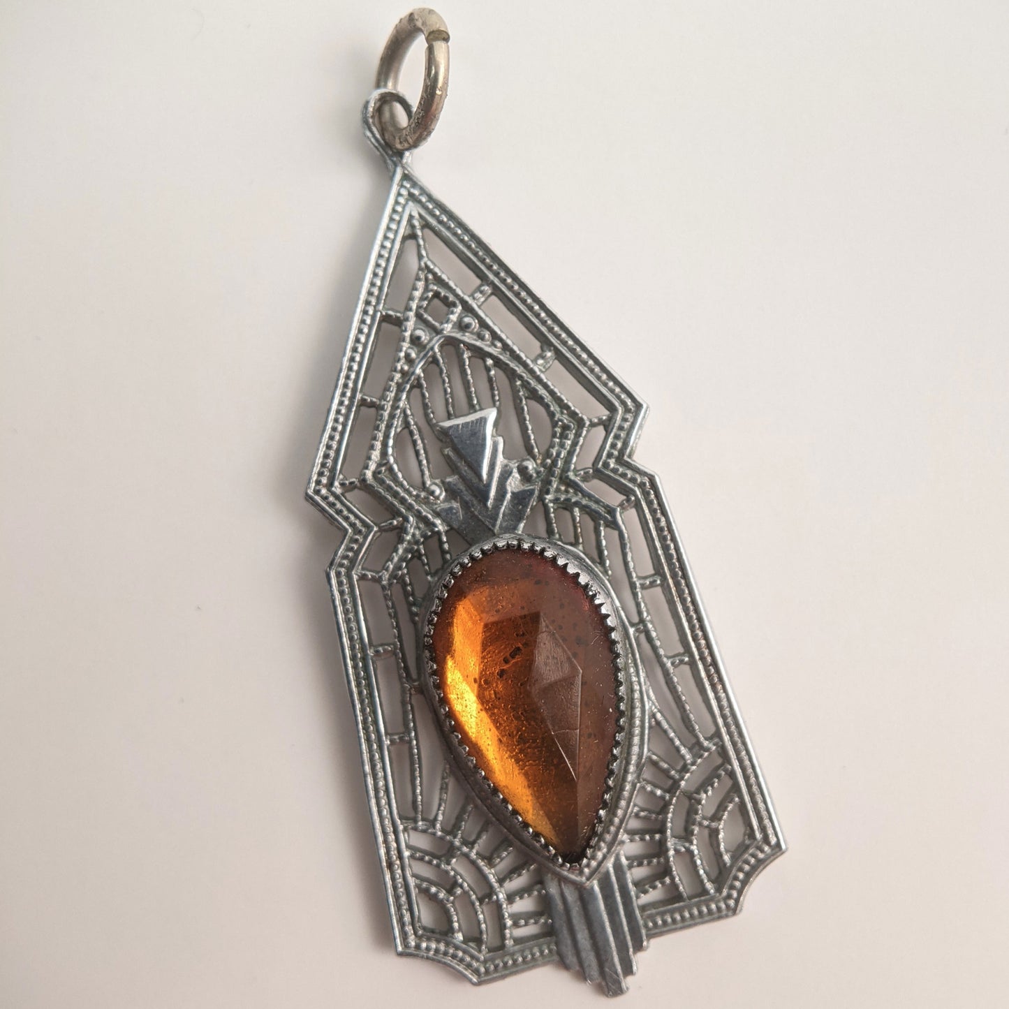 Art Deco Rhodium Plated Pendant