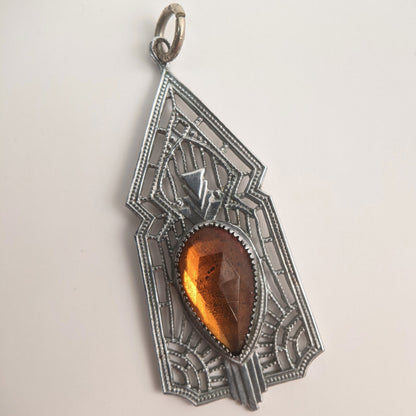 Art Deco Rhodium Plated Pendant