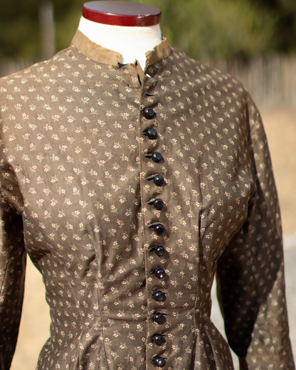 c. 1880s Brown Calico Dress