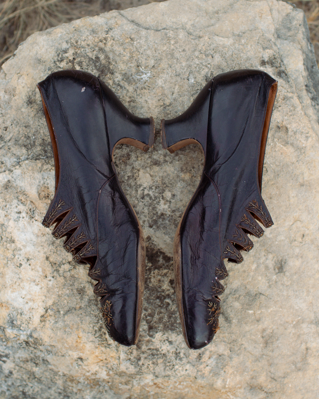 c. 1900s Beaded Leather Pumps