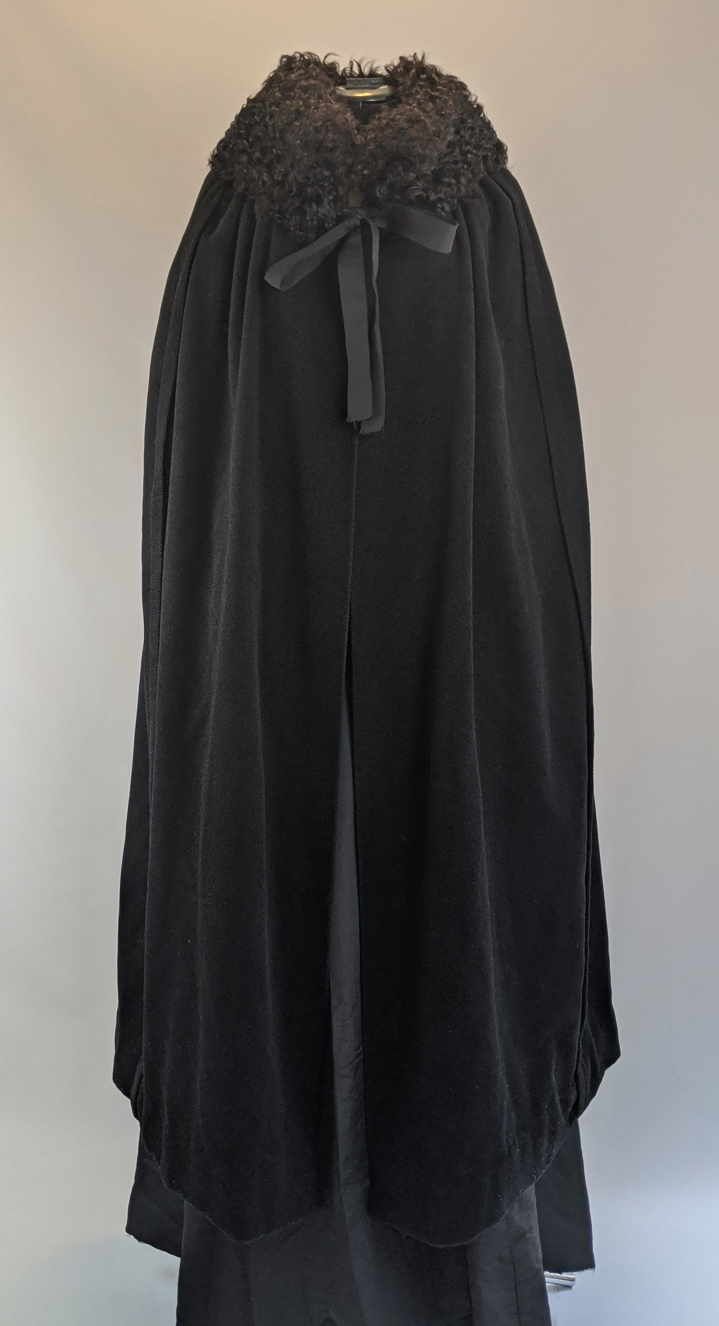 1920s Corduroy Cape with Curly Wool Collar