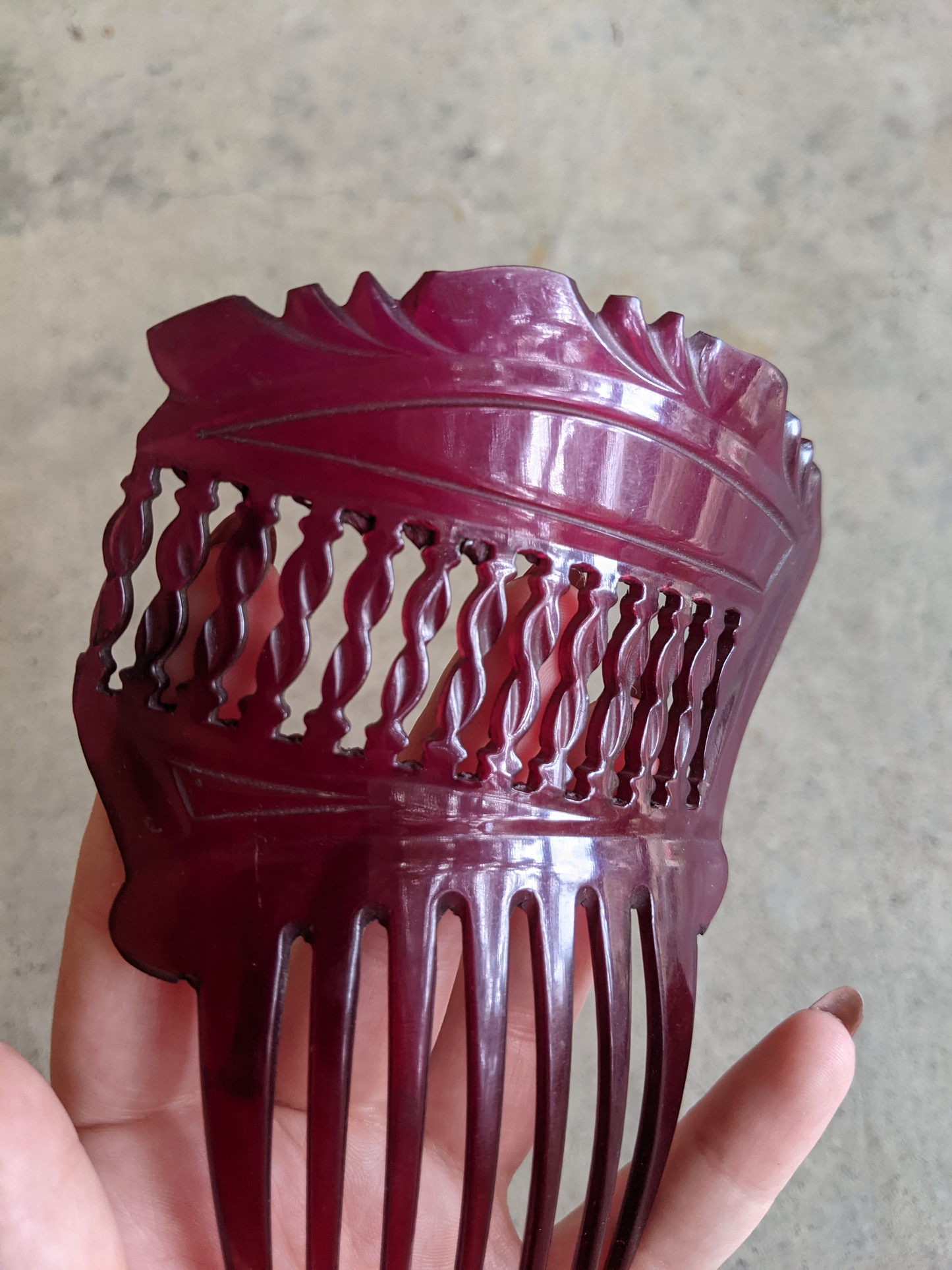 Early 20th C. Raspberry Hair Comb