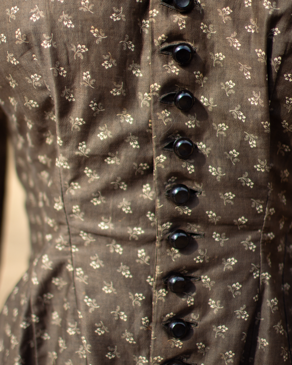 c. 1880s Brown Calico Dress