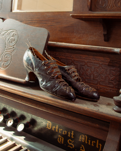 c. 1900s Beaded Leather Pumps