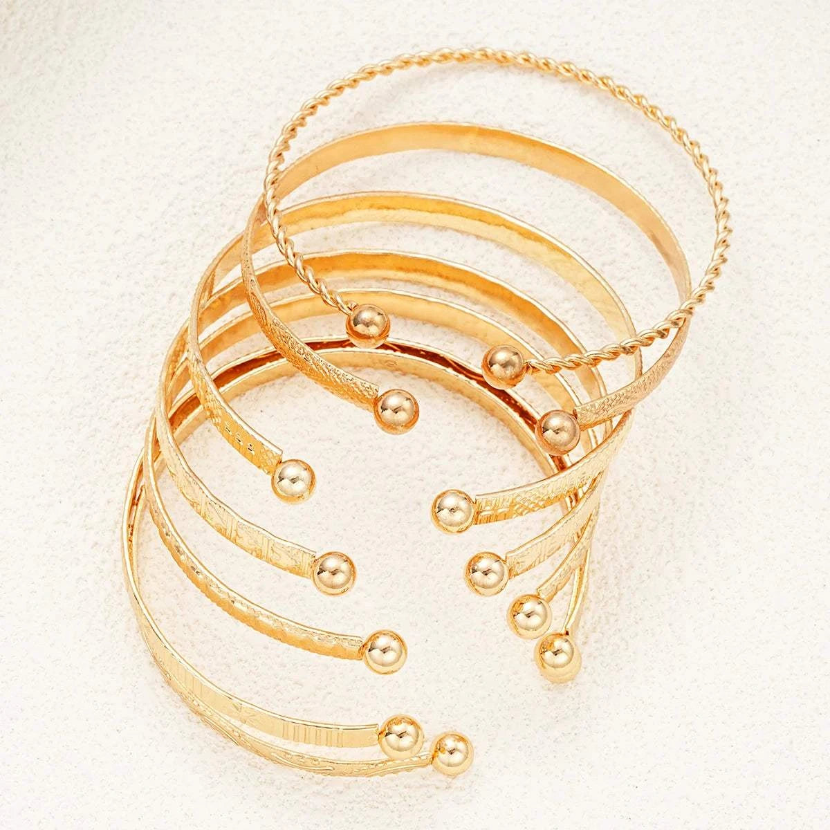 7 Pcs/Set Punk Gold Color Bracelets for Women Streetwear Goth Heart PrThe Plug