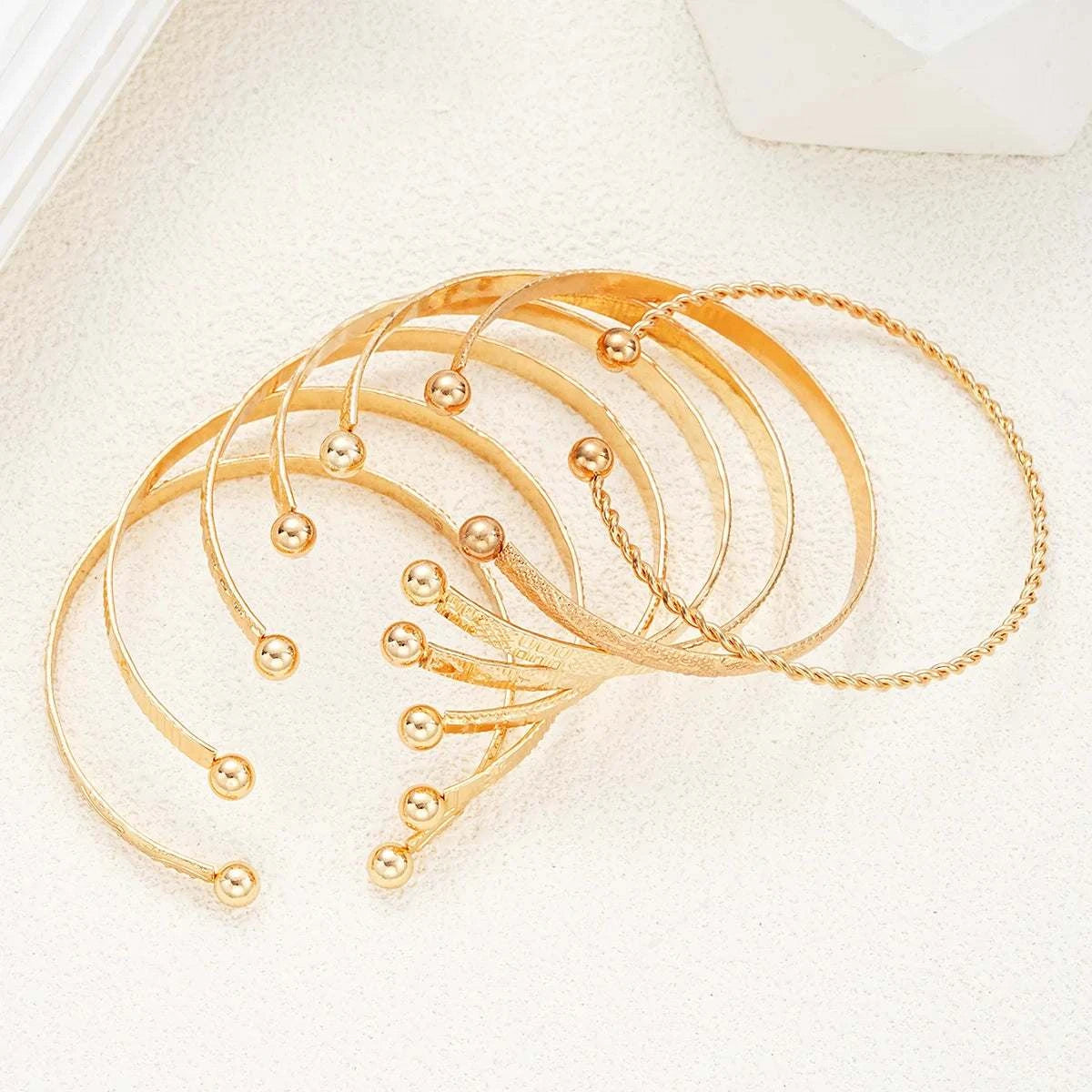 7 Pcs/Set Punk Gold Color Bracelets for Women Streetwear Goth Heart PrThe Plug