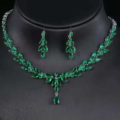 Luxury Zirconia Wedding Jewelry Set HighQuality Pendant Necklace & EarThe Plug