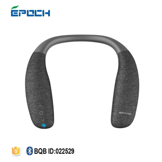 Wireless black neckband speaker with Bluetooth and built-in microphone for TV and gaming