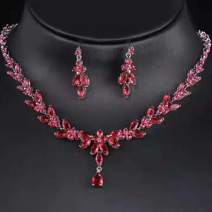 Luxury Zirconia Wedding Jewelry Set HighQuality Pendant Necklace & EarThe Plug