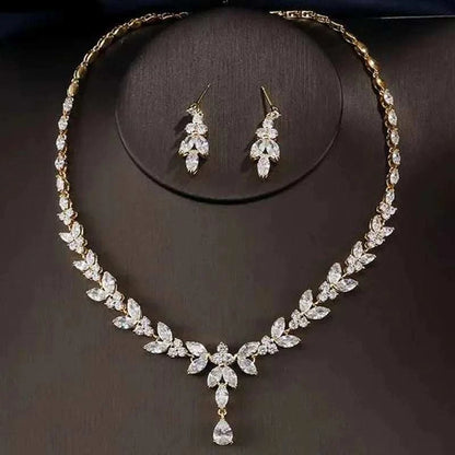 Luxury Zirconia Wedding Jewelry Set HighQuality Pendant Necklace & EarThe Plug