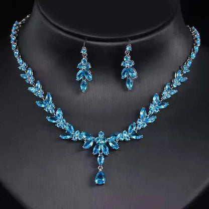 Luxury Zirconia Wedding Jewelry Set HighQuality Pendant Necklace & EarThe Plug