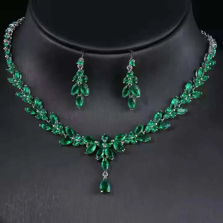 Luxury Zirconia Wedding Jewelry Set HighQuality Pendant Necklace & EarThe Plug