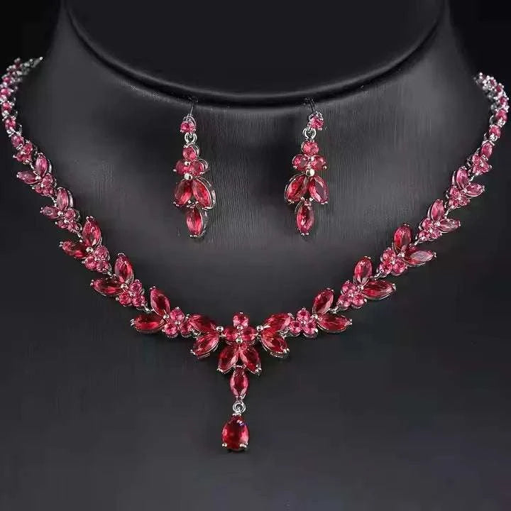 Luxury Zirconia Wedding Jewelry Set HighQuality Pendant Necklace & EarThe Plug