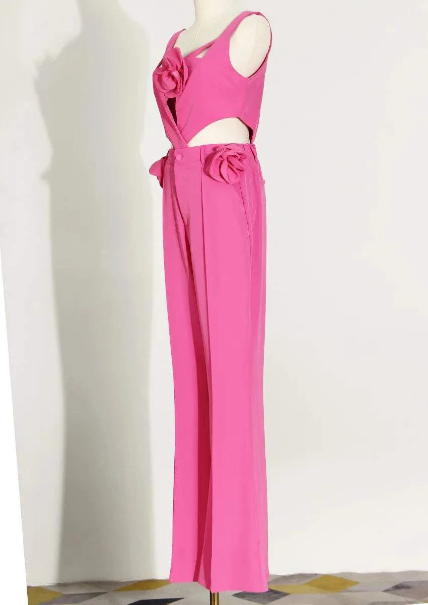 New Arrival Ladies Jumpsuit Spring Summer Three-dimensional Flower CroThe Plug