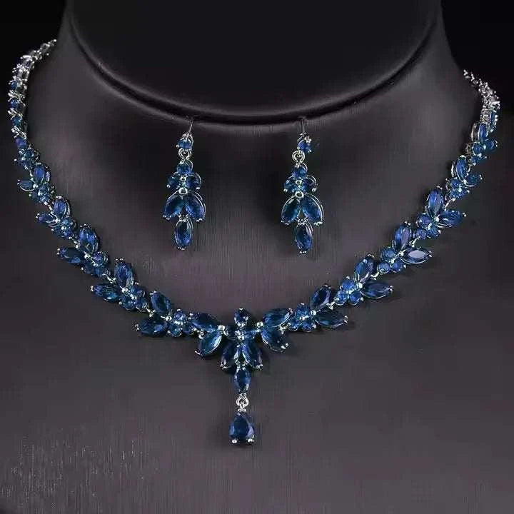 Luxury Zirconia Wedding Jewelry Set HighQuality Pendant Necklace & EarThe Plug