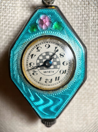 c. 1920s Art Deco Sterling Silver Enamel Watch