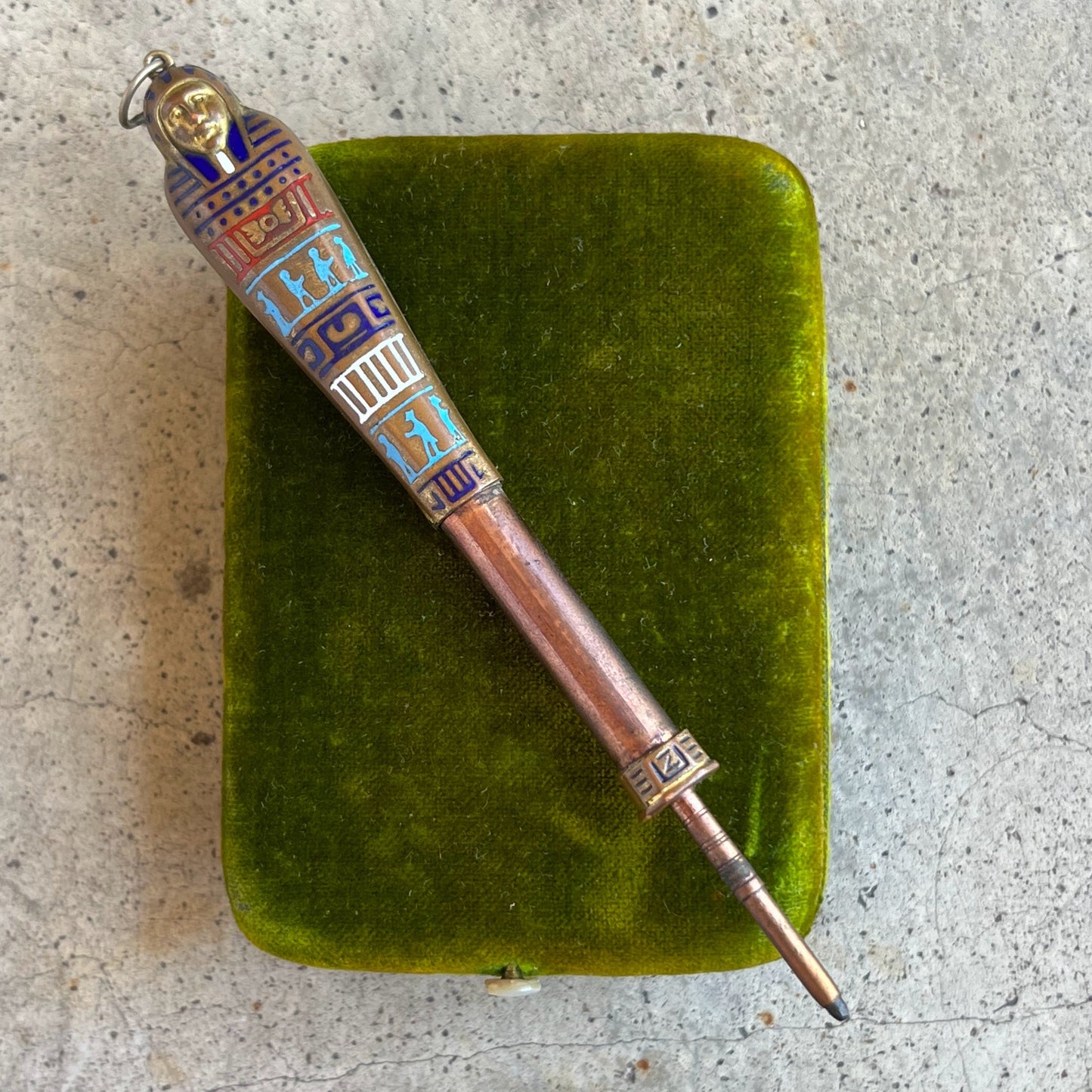 c. 1920s Egyptian Revival Telescoping Pencil Pendant