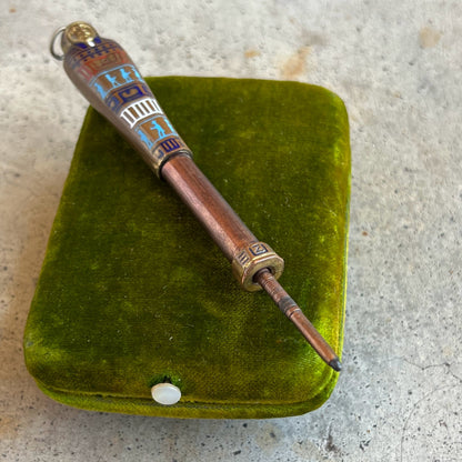 c. 1920s Egyptian Revival Telescoping Pencil Pendant