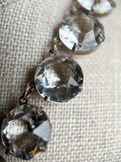 Art Deco Sterling Silver Paste Riviere Necklace