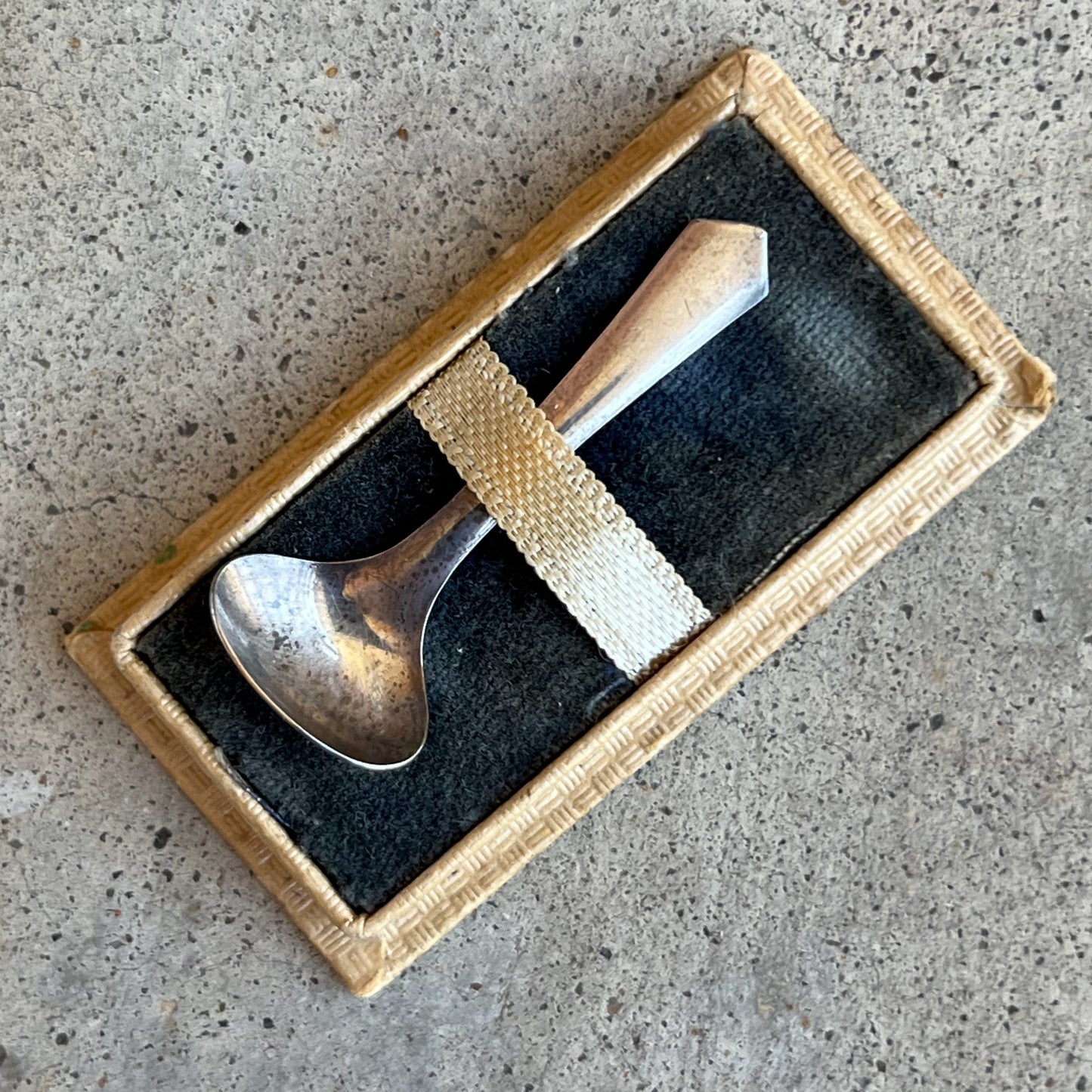 RESERVED c. 1930s Sterling Silver Powder Ladel in Original Box