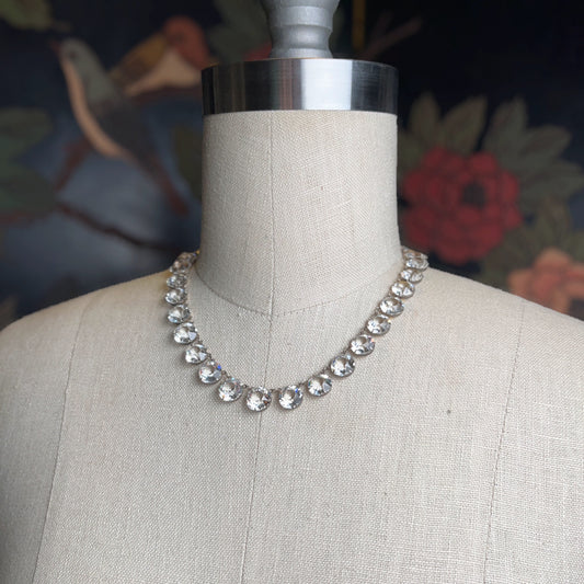 Art Deco Sterling Silver Paste Riviere Necklace