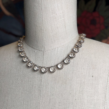 Art Deco Sterling Silver Paste Riviere Necklace