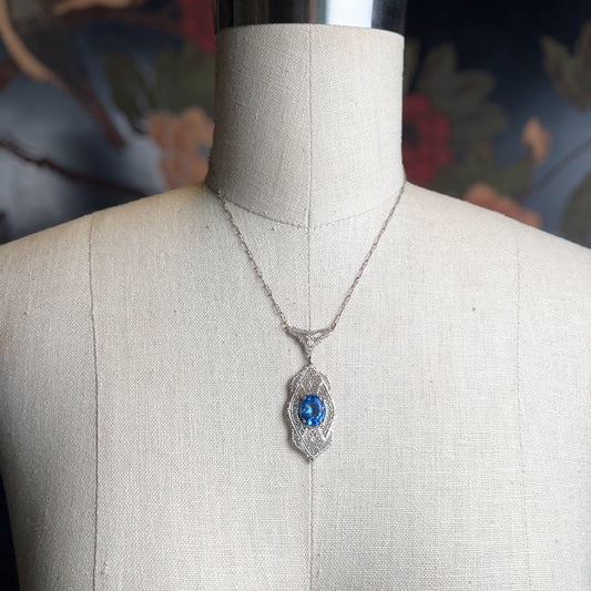 Art Deco Sterling Silver Filigree Necklace