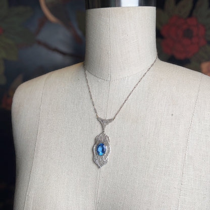 Art Deco Sterling Silver Filigree Necklace