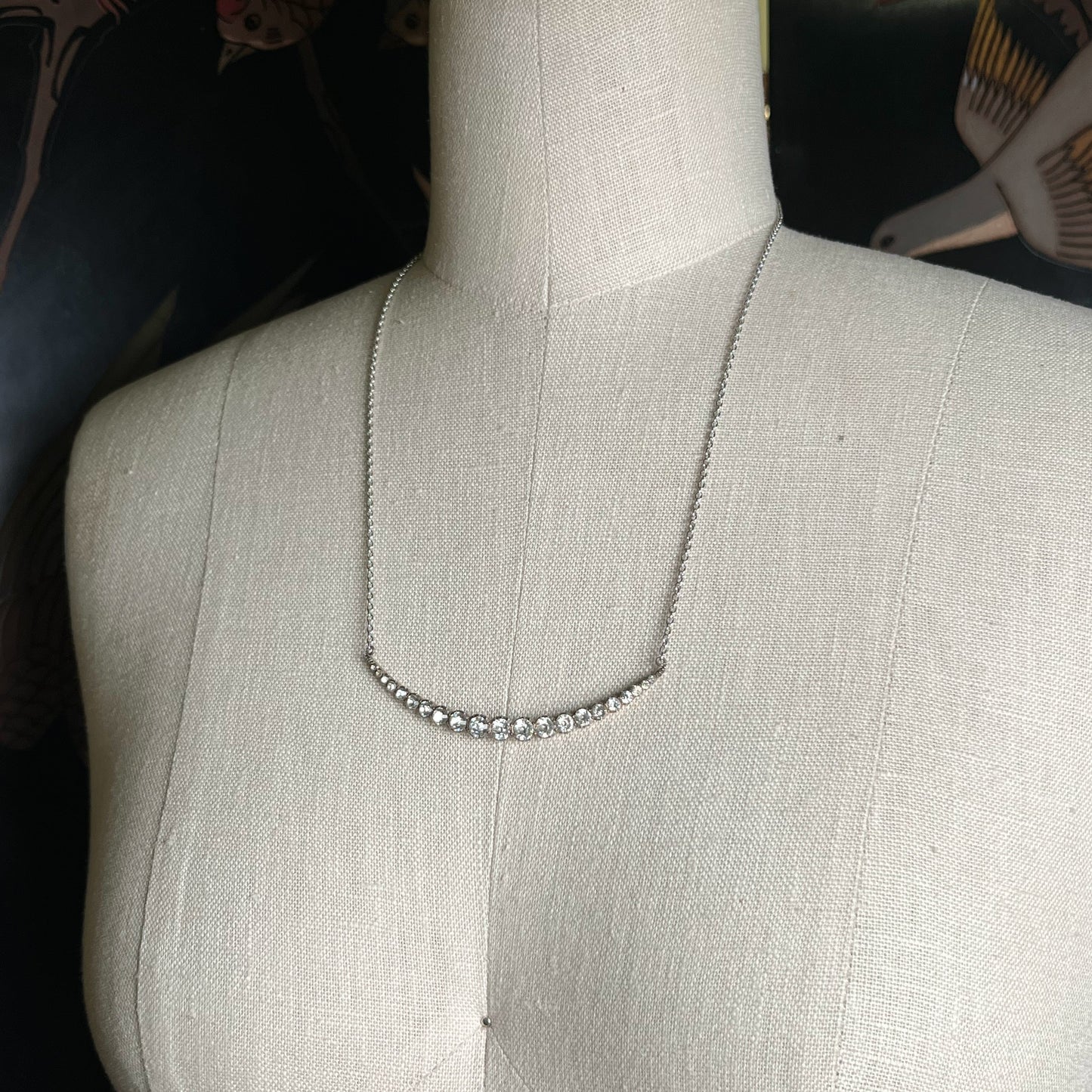 c. 1900s Silver Crescent Moon Conversion Necklace