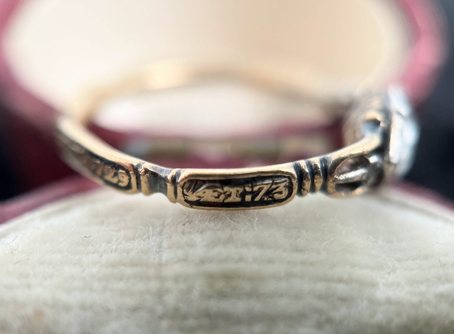 Dated 1729 Mourning Ring | 18k Gold, Enamel, Rock Crystal